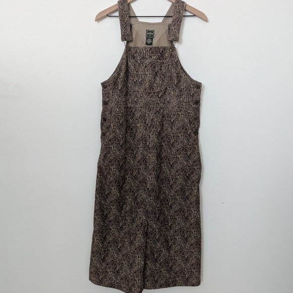 Vintage Eddie Bauer Paisely Corduroy Overall Midi Dress - Picture 2 of 5